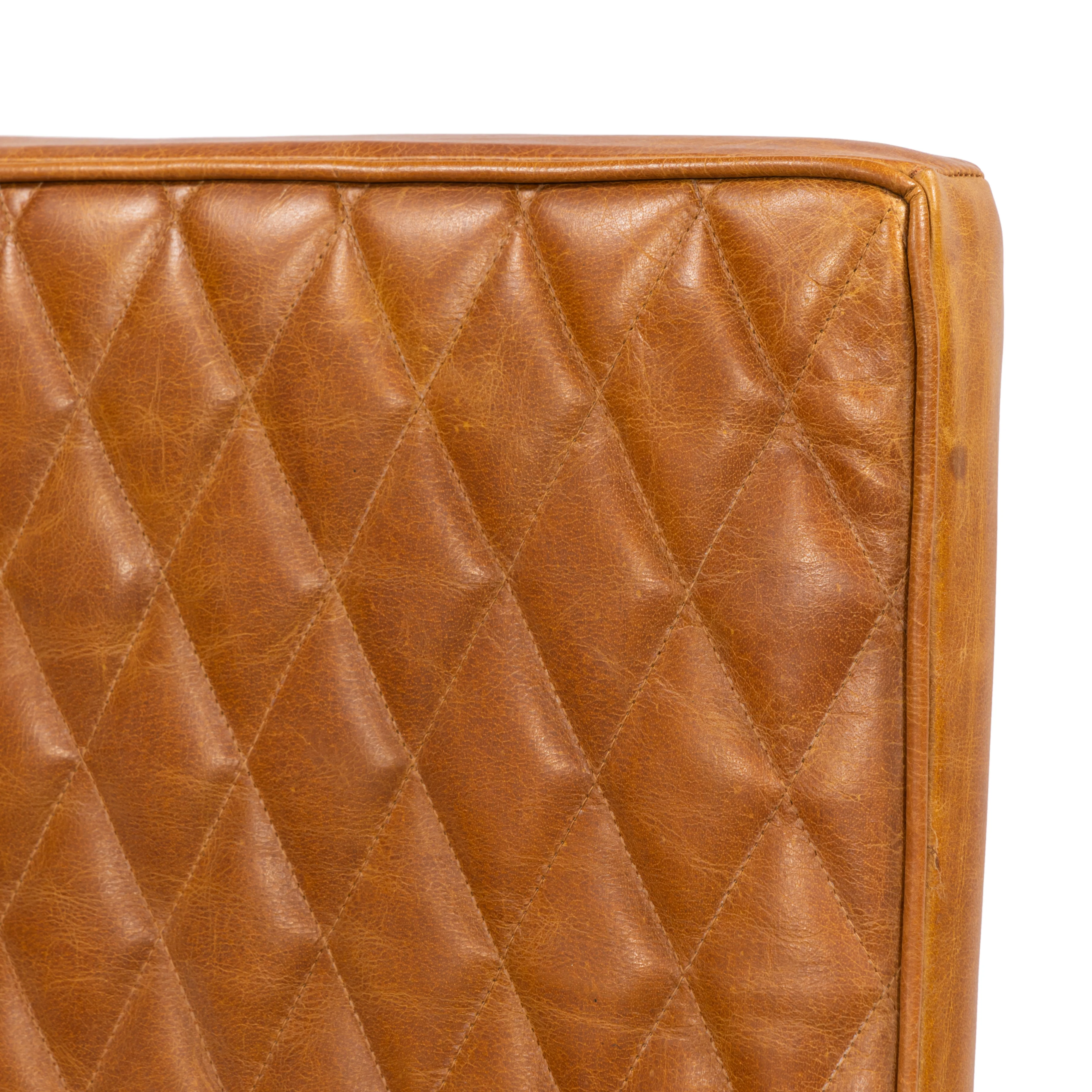 2 x Luxus Real Leather Chair, Camel Brown - Image 6