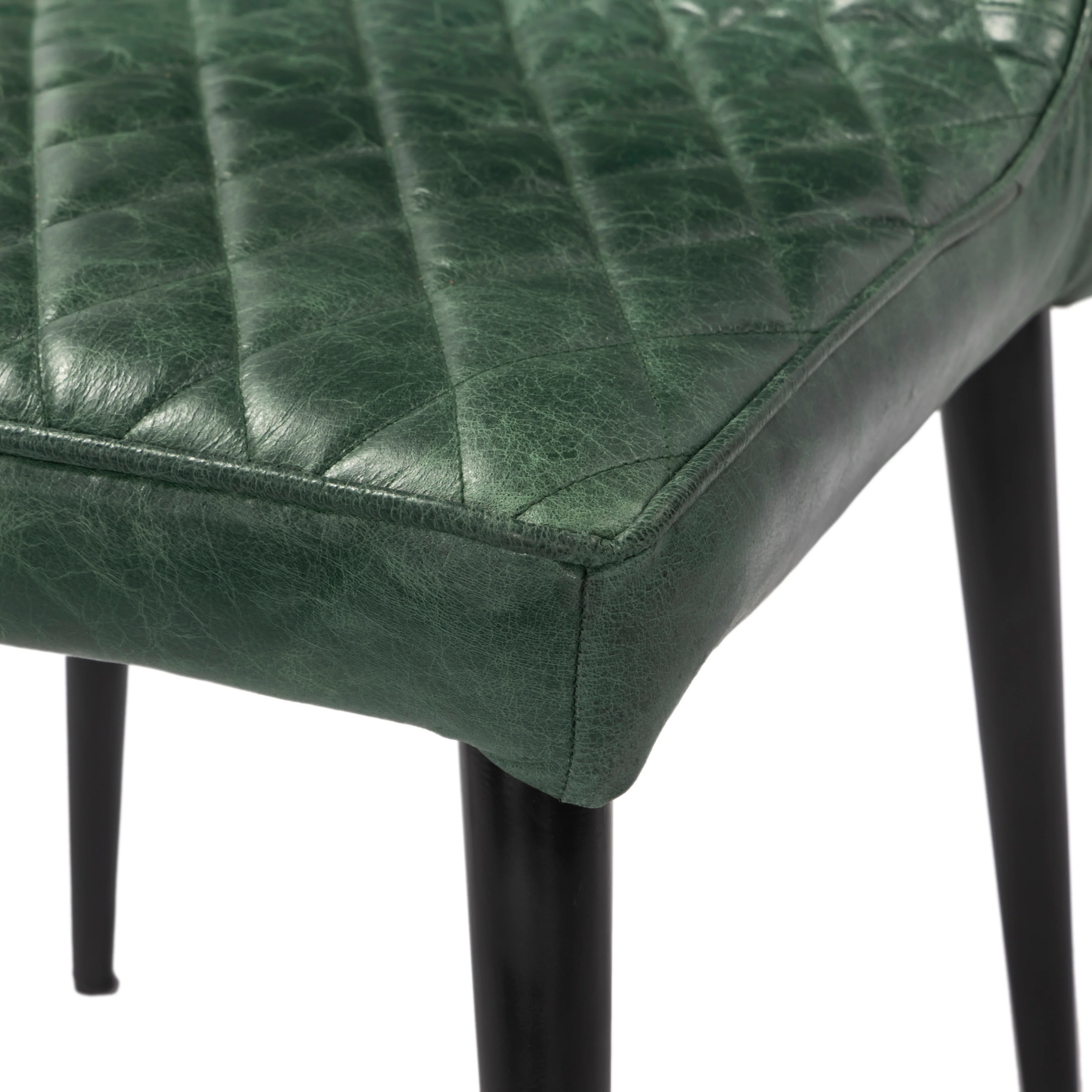 2 x Luxus Real Leather Chairs, Green Distressed. - Image 4