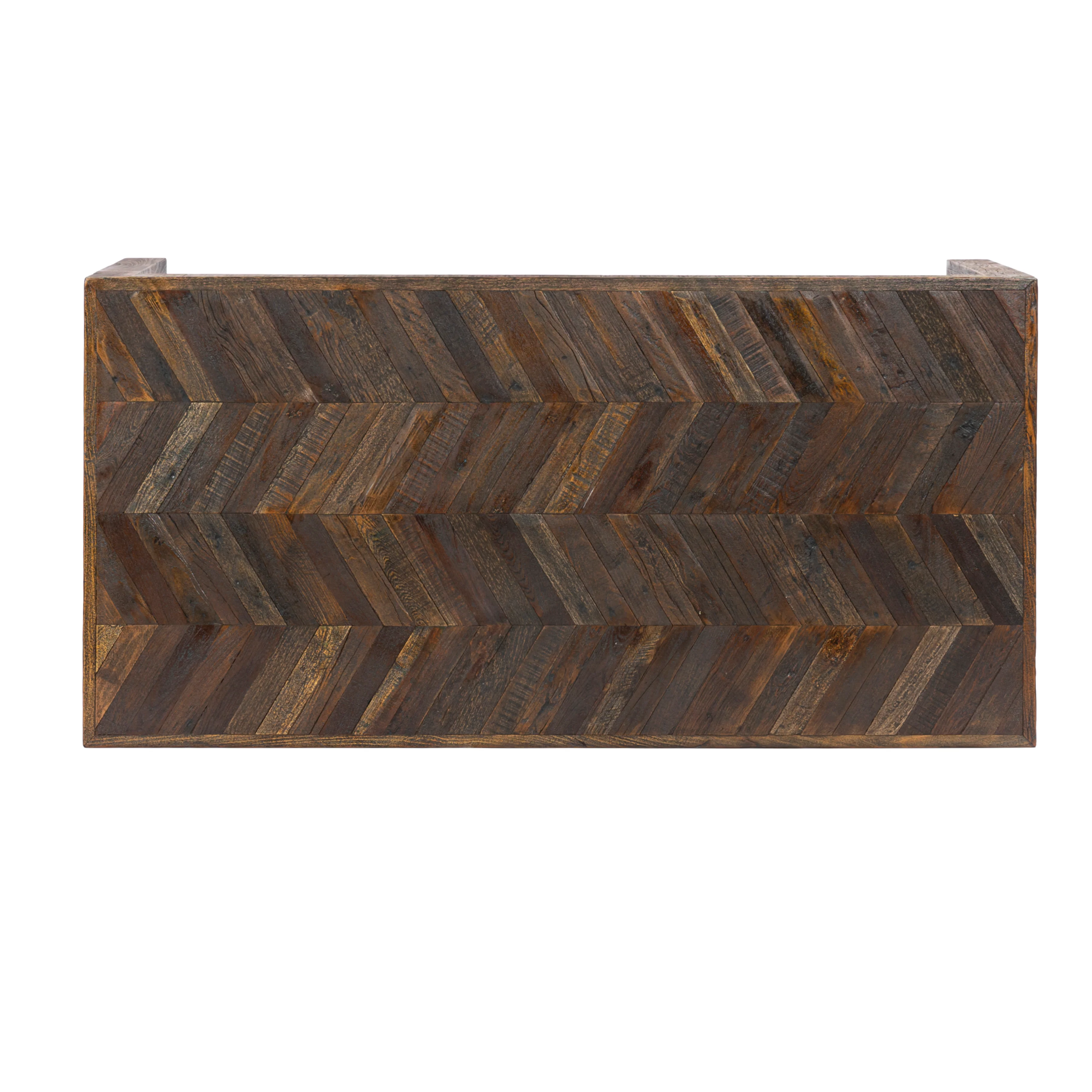 Reclaimed Teak Dining Table, Parquet Top - Image 5
