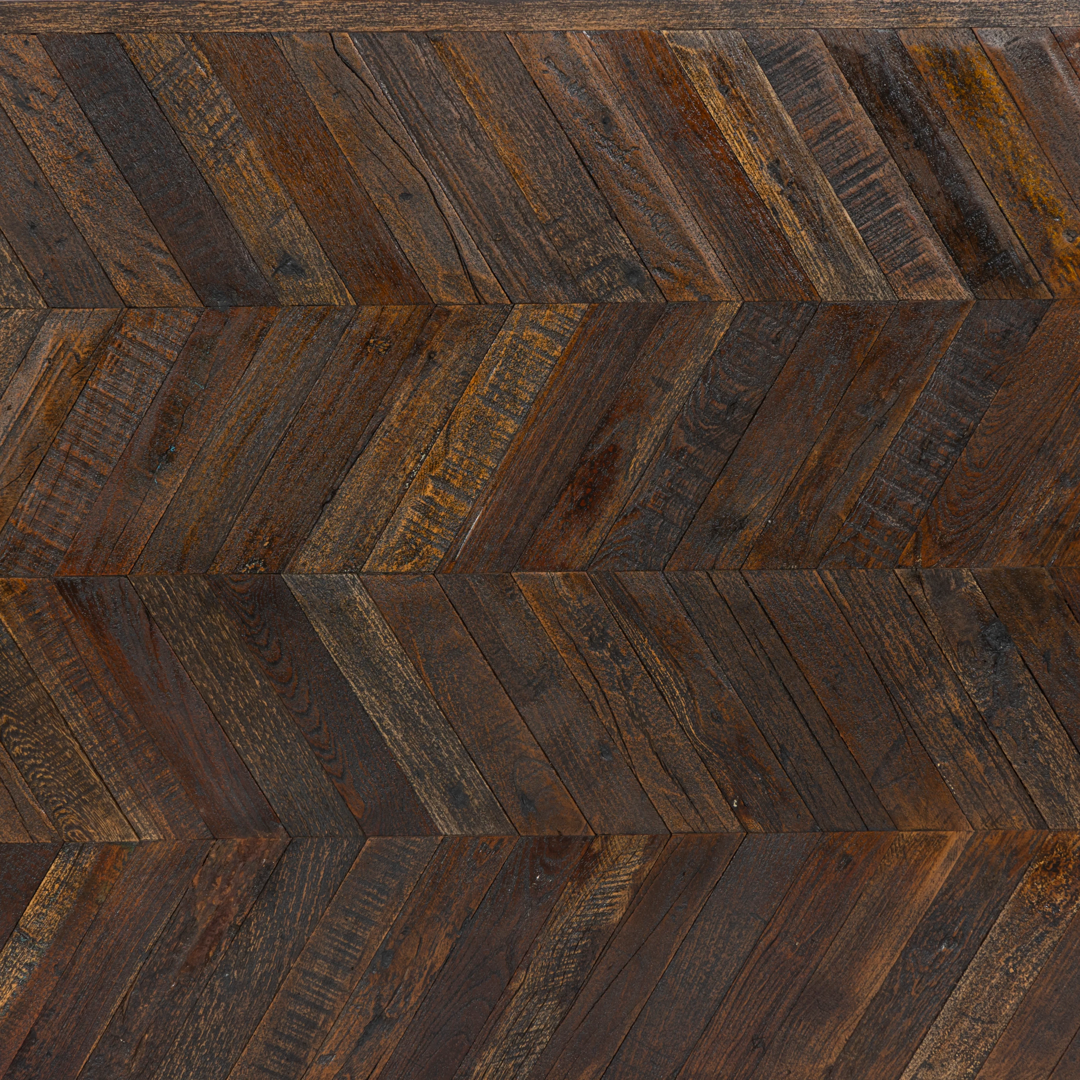 Reclaimed Teak Dining Table, Parquet Top - Image 6