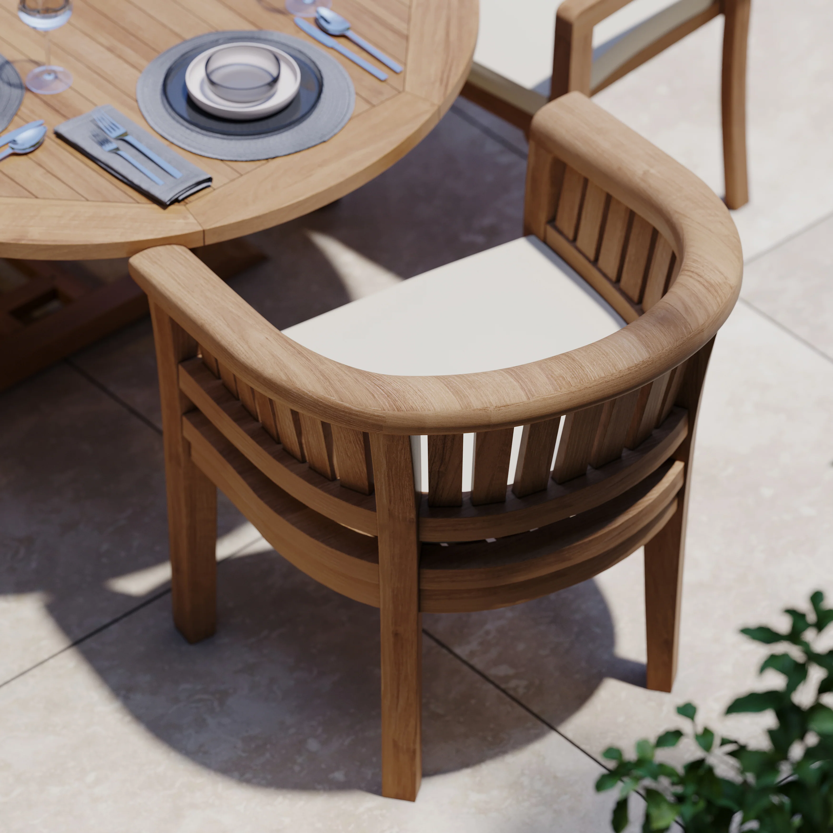 Teak 180cm to 240cm Oval Extending Table with 6 Henley Stacking Chairs & 2 Francisco Chairs - Image 3