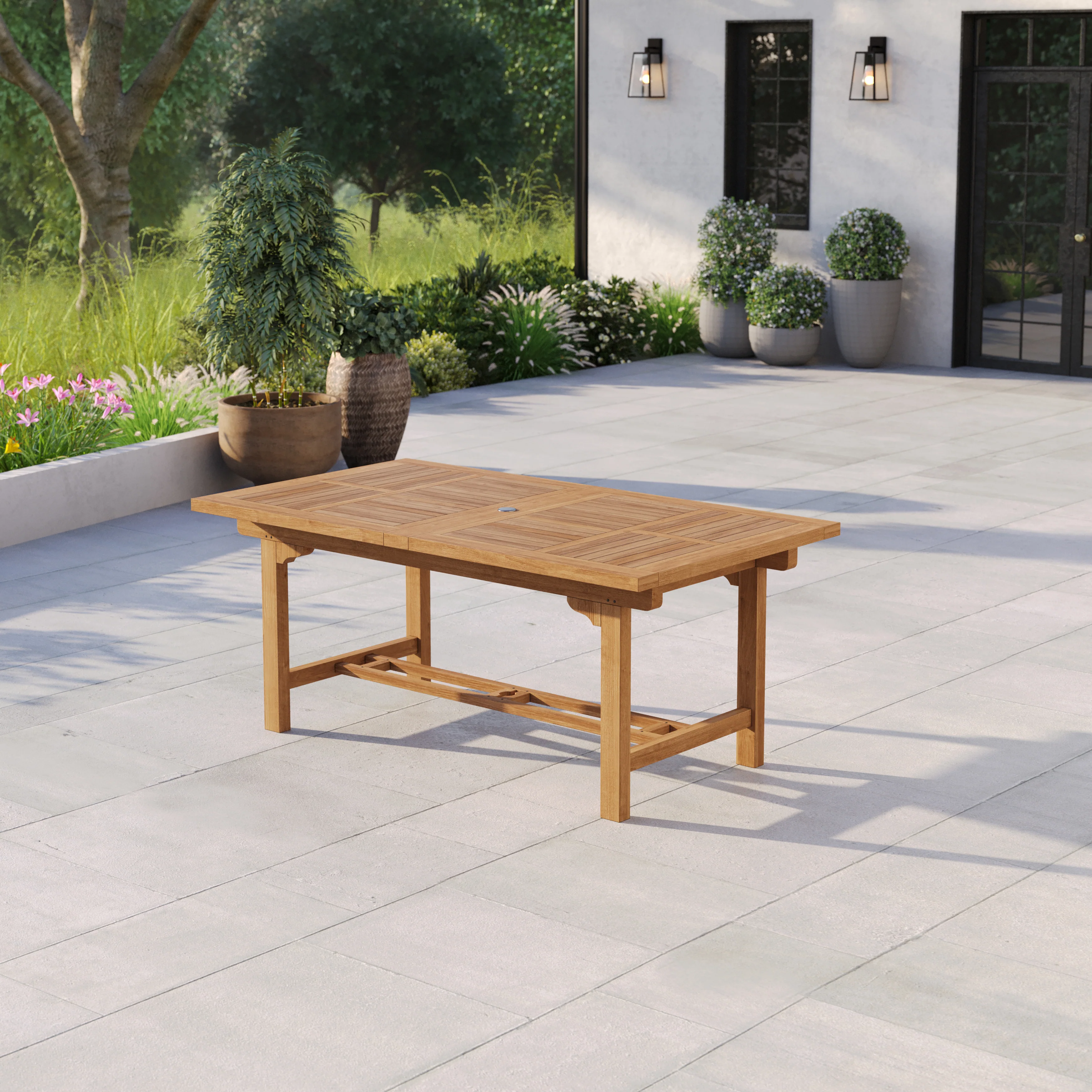 Teak Garden Furniture 180-240cm Rectangle Extending Table 4cm Top. - Image 3