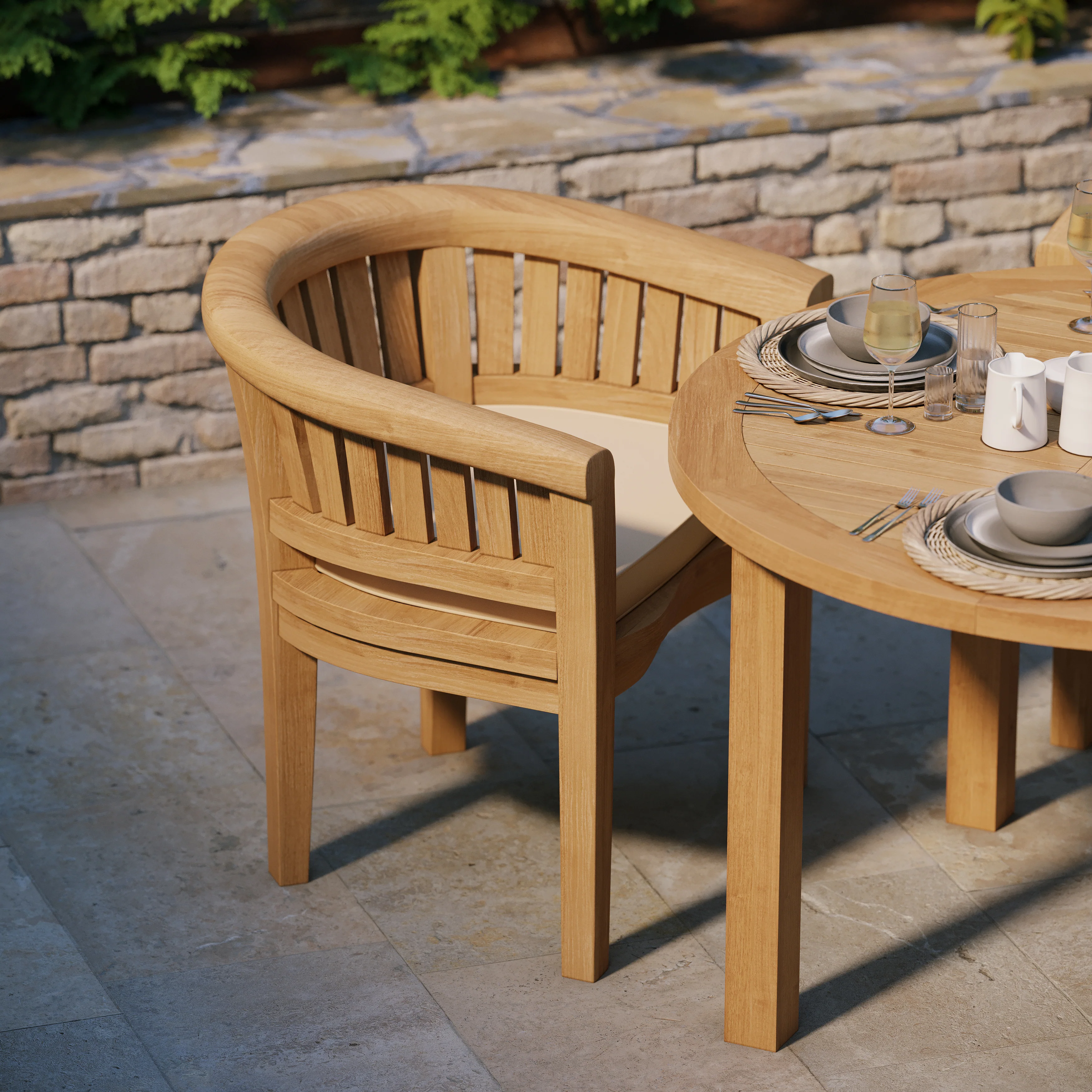 Teak Set 120cm Maximus Round Fixed Table with 4 San Francisco Chairs - Image 4