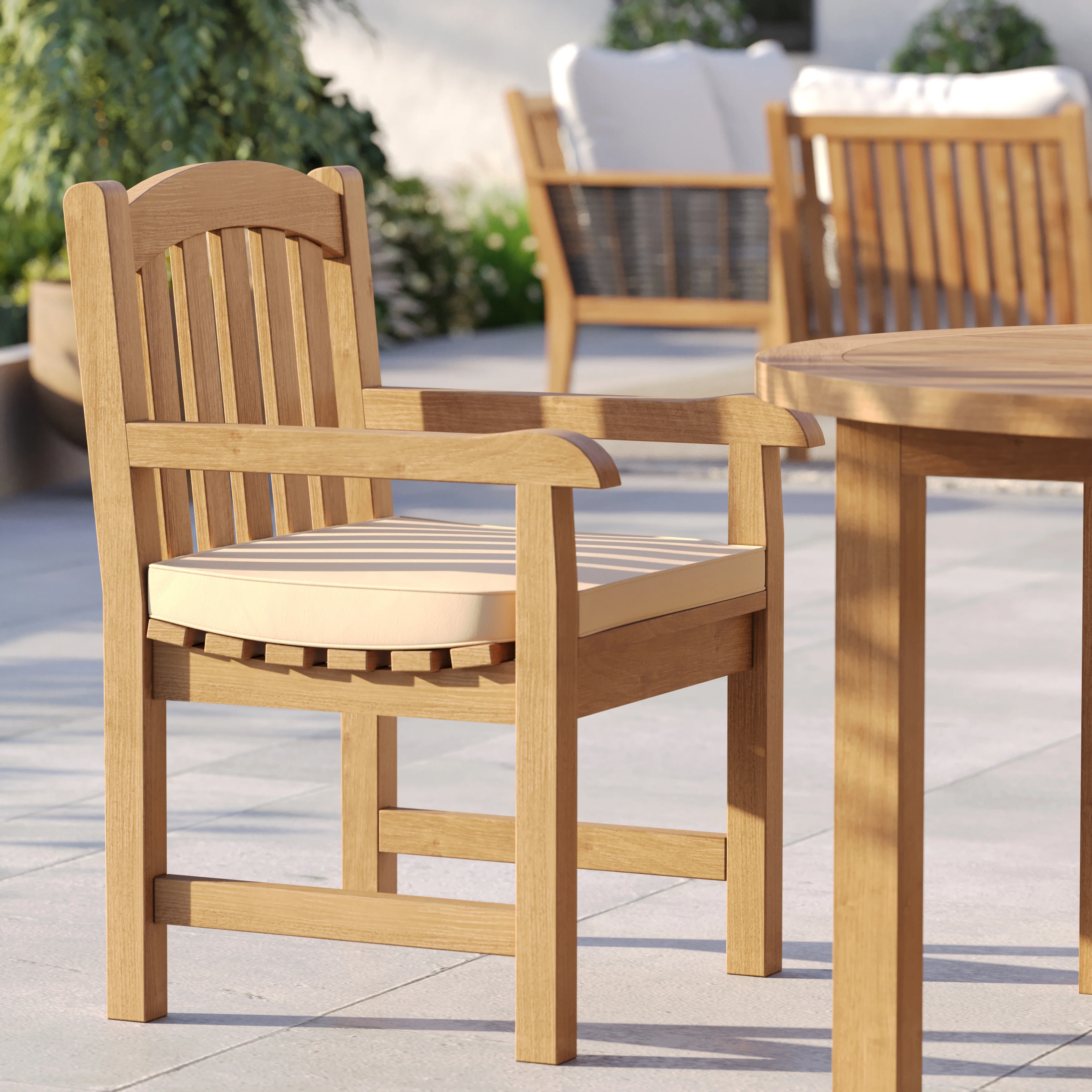 Teak Set 120cm Maximus Round Fixed Table With 4 Warwick Teak Chairs – Premium Teak Garden Dining Set - Image 4