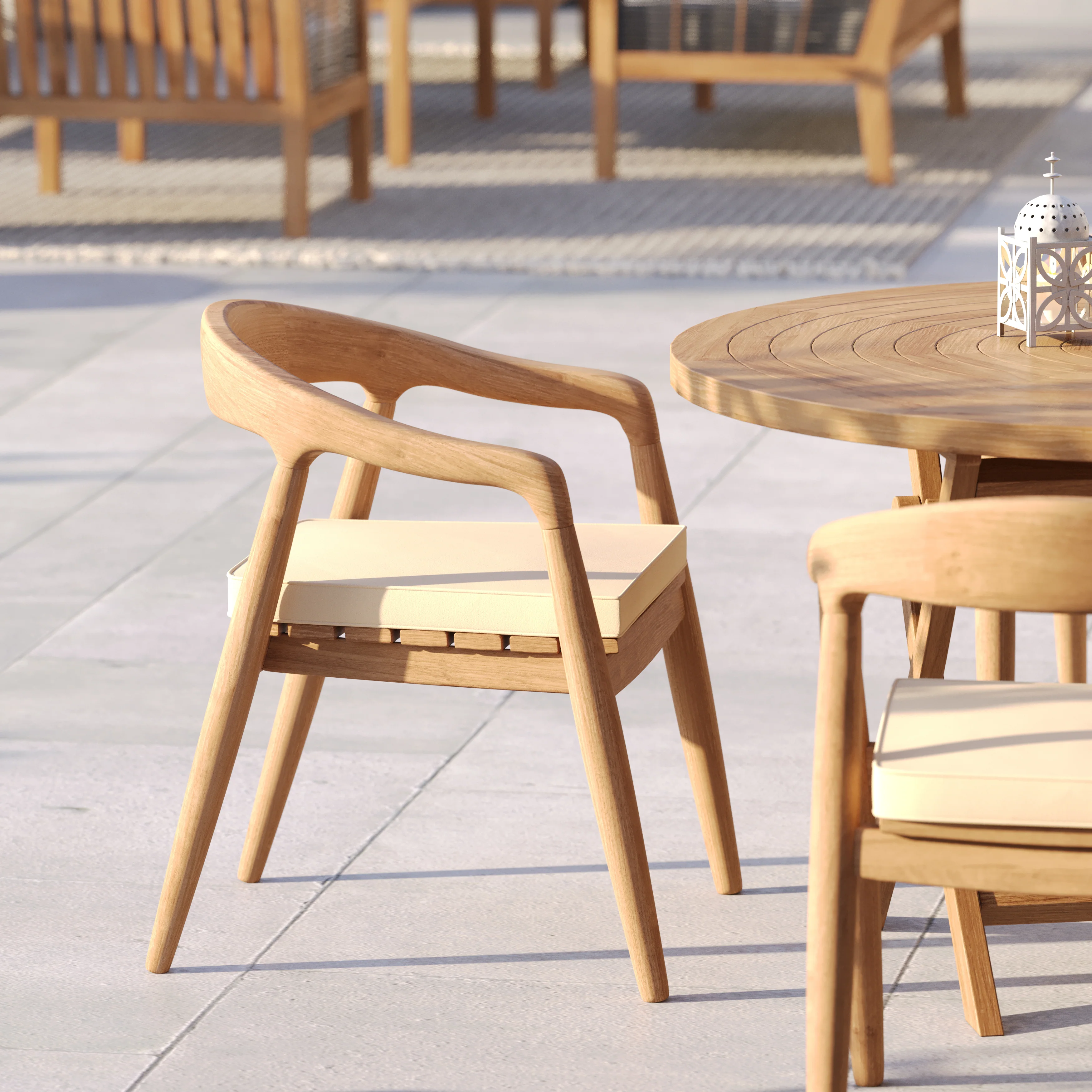 Teak Set 120cm Spiral Folding Table 4cm Top with 4 Sydney Chairs – Teak Garden Dining Set, Free Cushions - Image 6