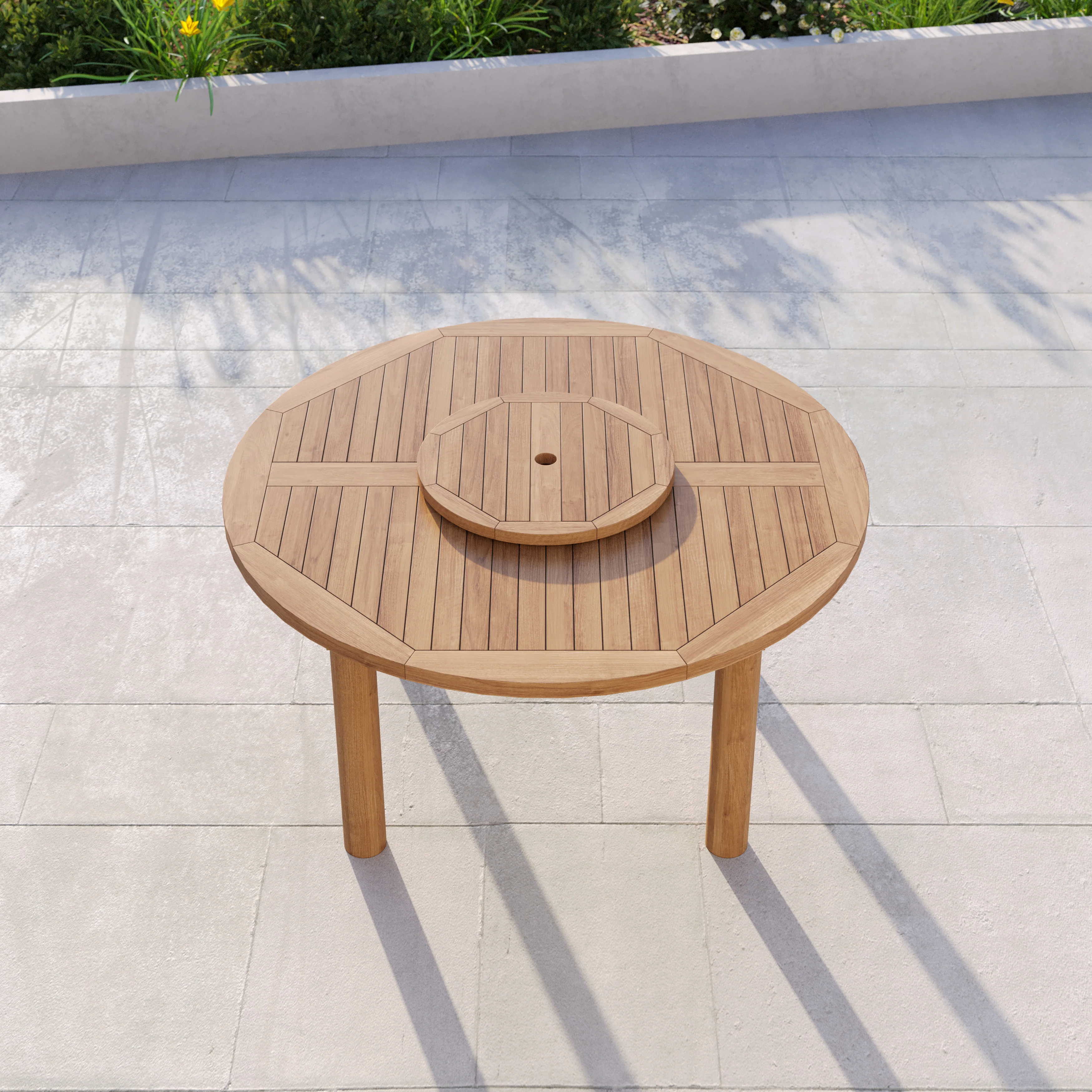 Teak Set 150cm Maximus Round Table, 4cm Top (6 Oxford Stacking Chairs) Cushions included. - Image 6