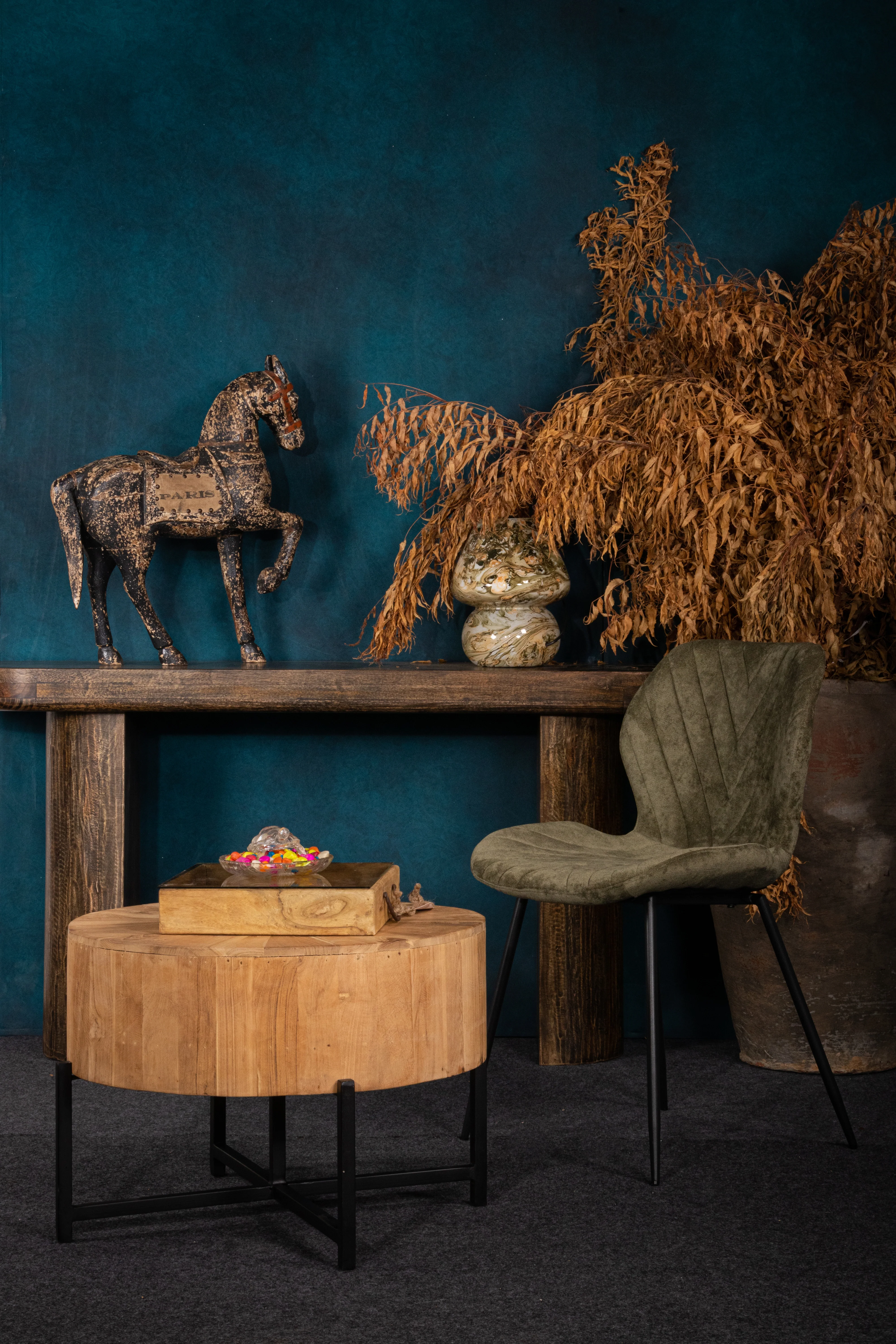 2 x Luxus Velvet Dining Chair, Black Metal Legs - Image 3