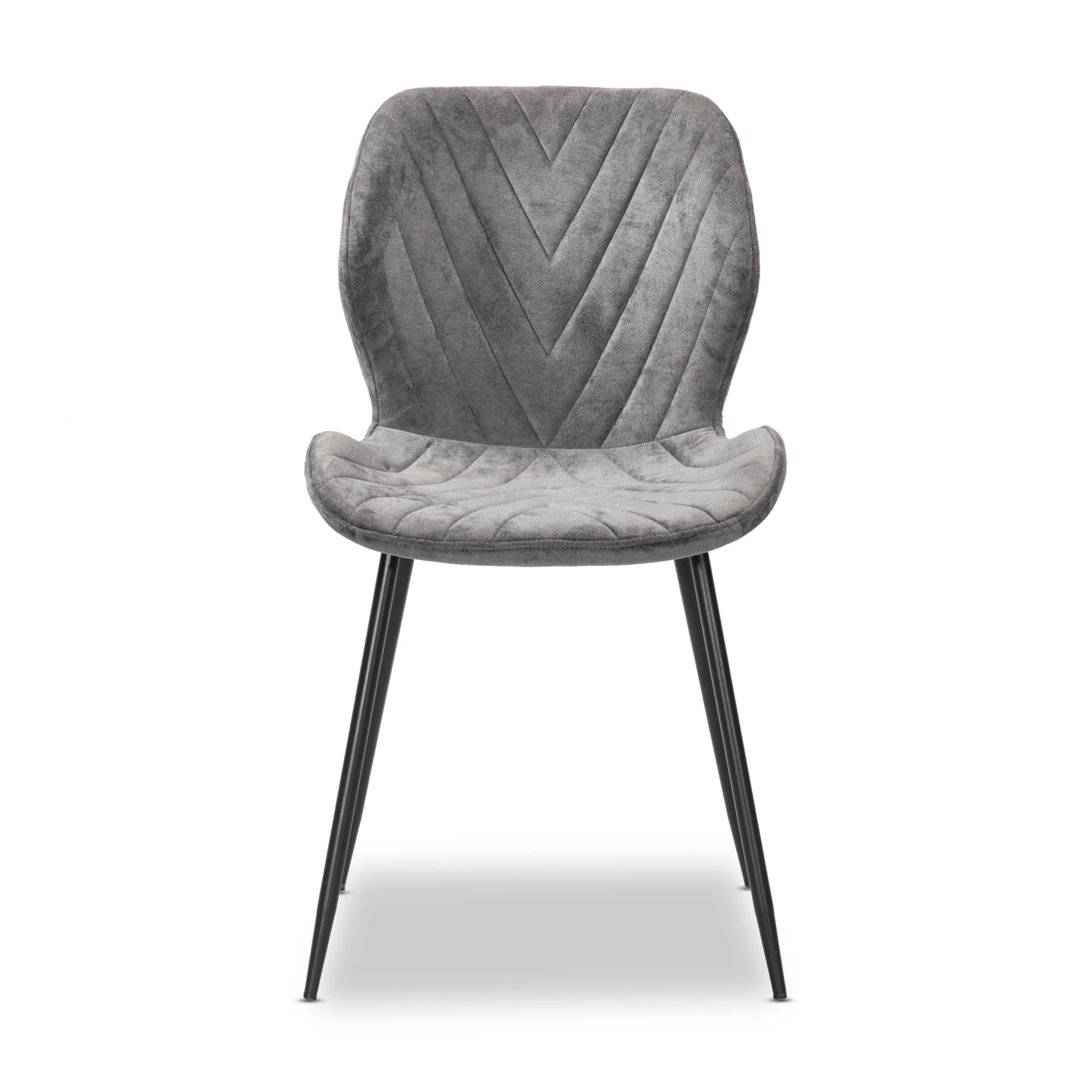 2 x Luxus Velvet Dining Chair, Black Metal Legs - Image 4