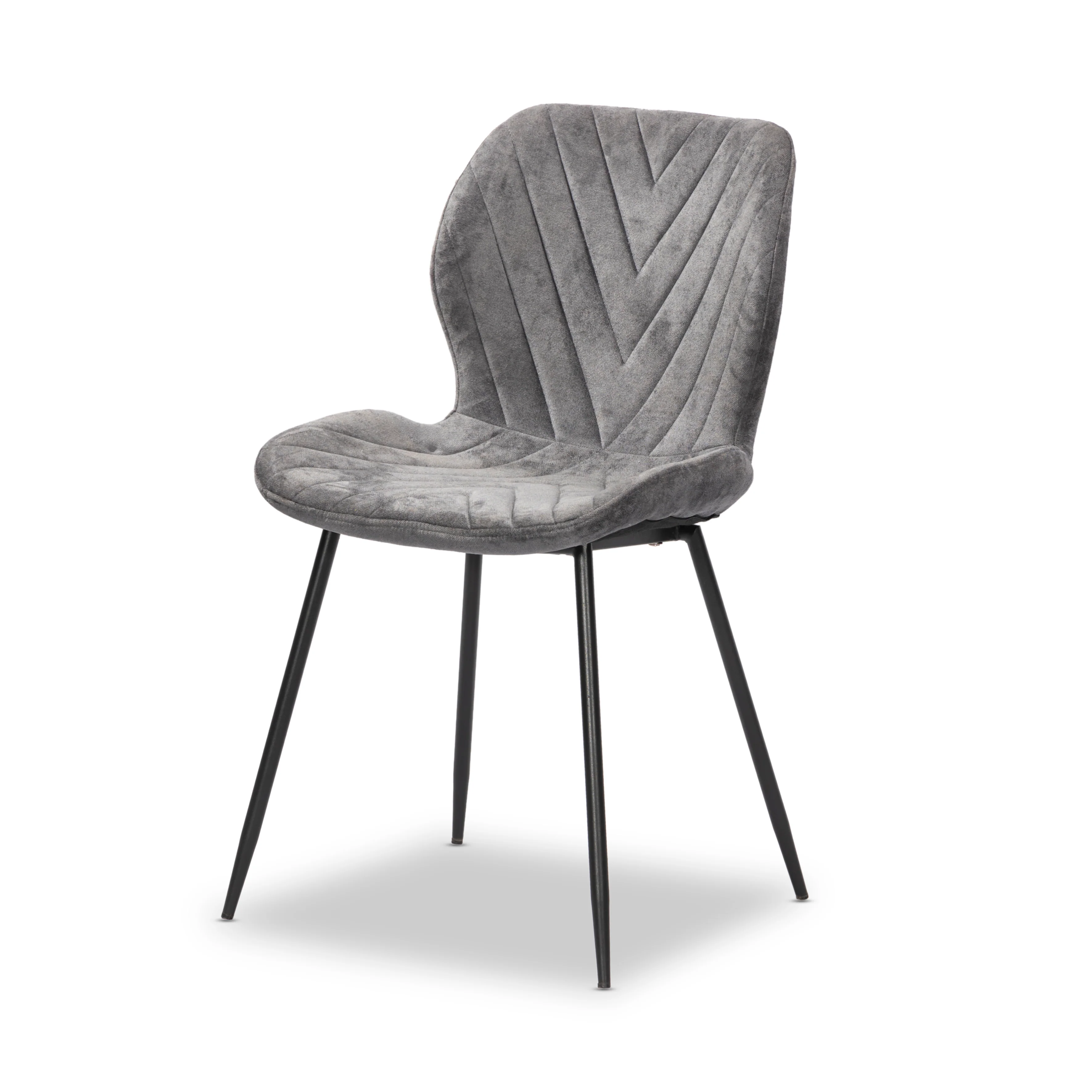 2 x Luxus Velvet Dining Chair, Black Metal Legs - Image 5