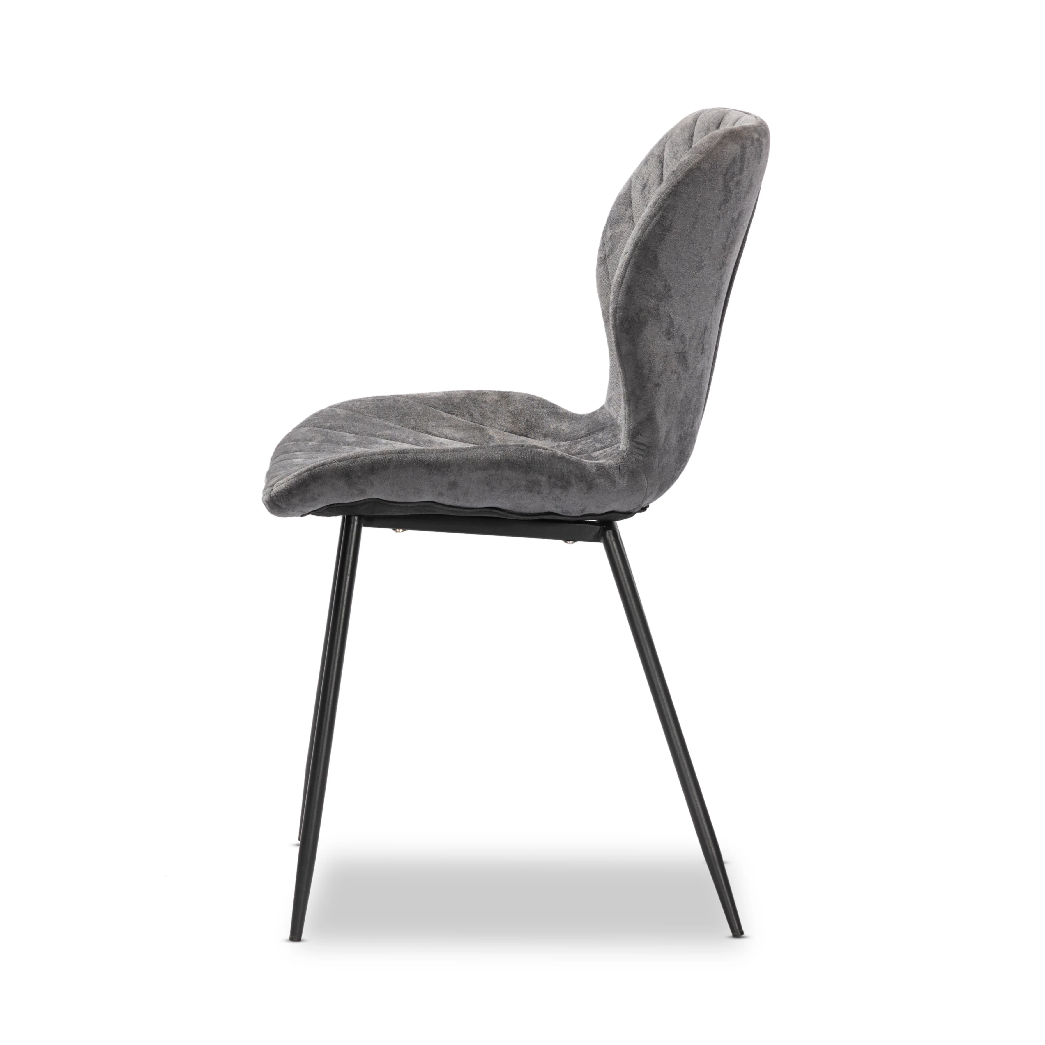 2 x Luxus Velvet Dining Chair, Black Metal Legs - Image 6