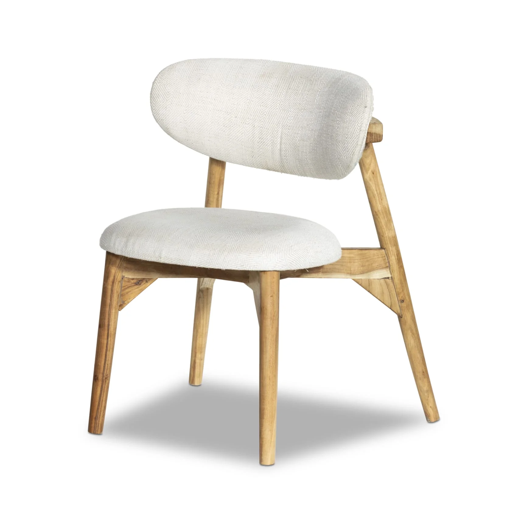 2 x Okra Cream Cotton Chairs with Curved Back in Acacia - Image 5
