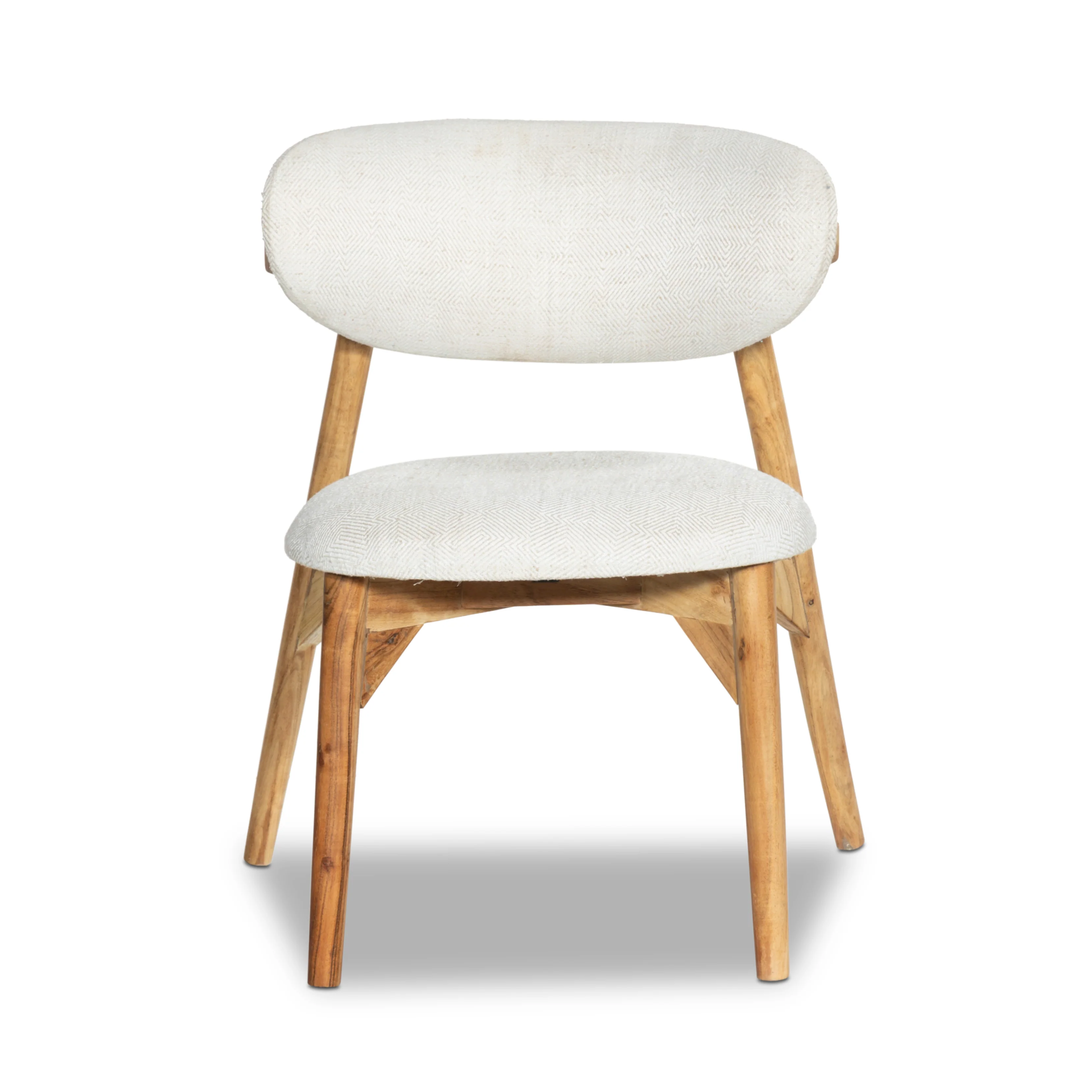 2 x Okra Cream Cotton Chairs with Curved Back in Acacia - Image 6