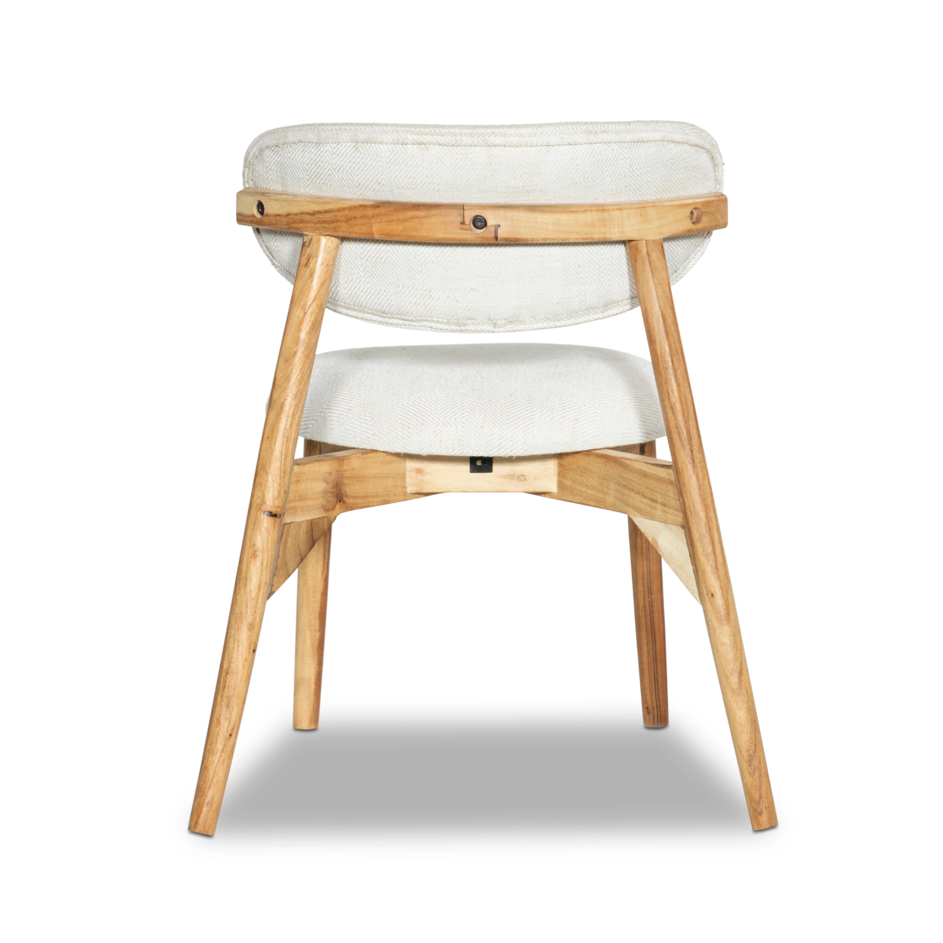 2 x Okra Cream Cotton Chairs with Curved Back in Acacia - Image 7