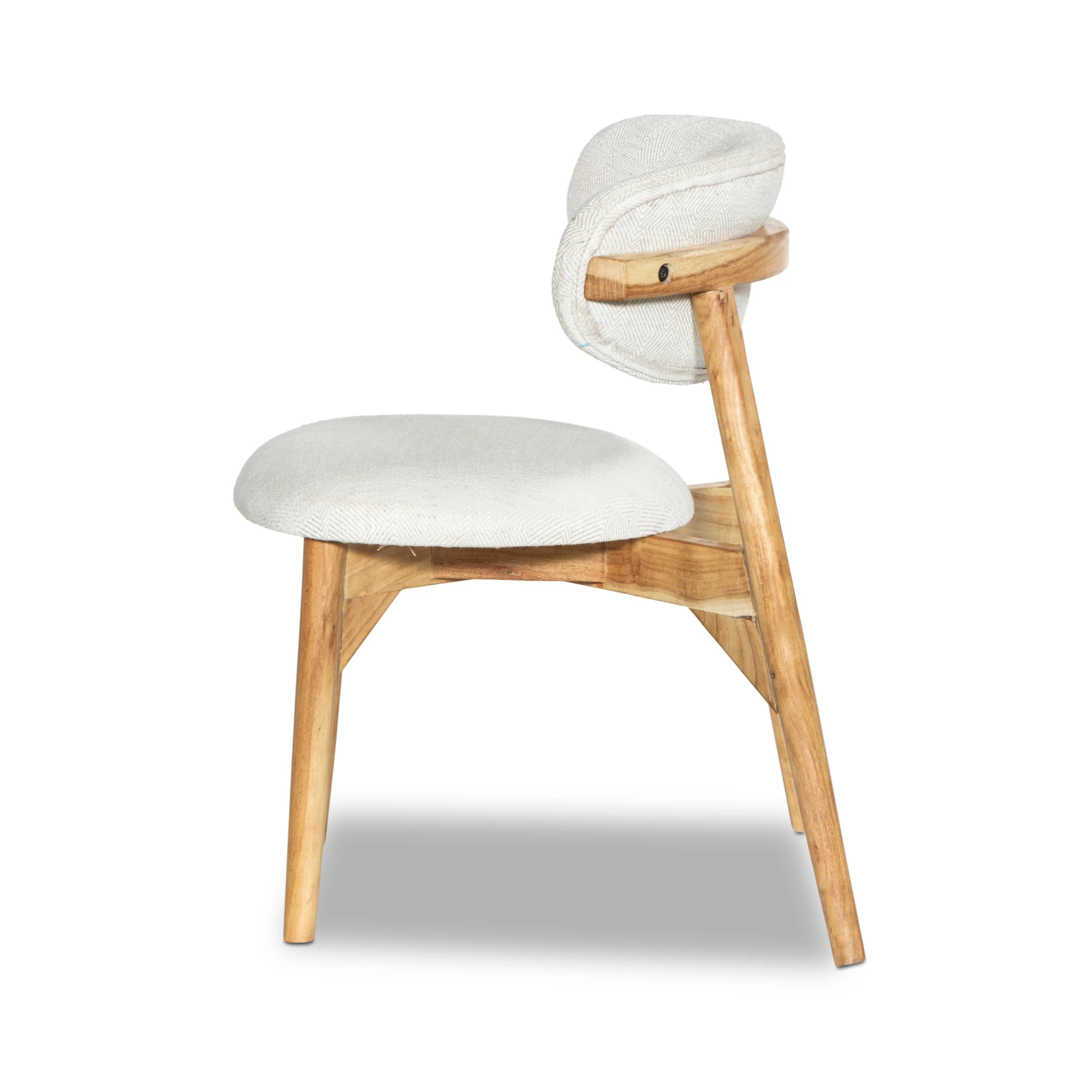 2 x Okra Cream Cotton Chairs with Curved Back in Acacia - Image 8