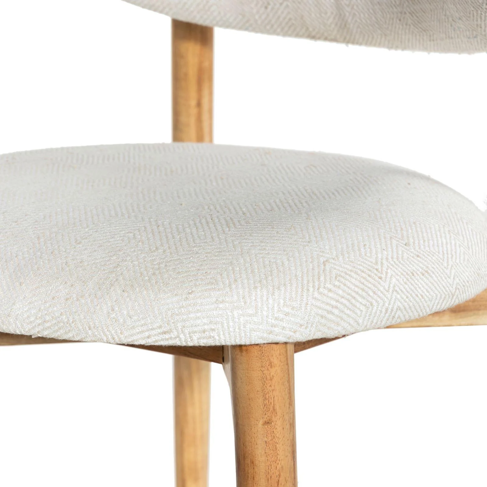 2 x Okra Cream Cotton Chairs with Curved Back in Acacia - Image 9