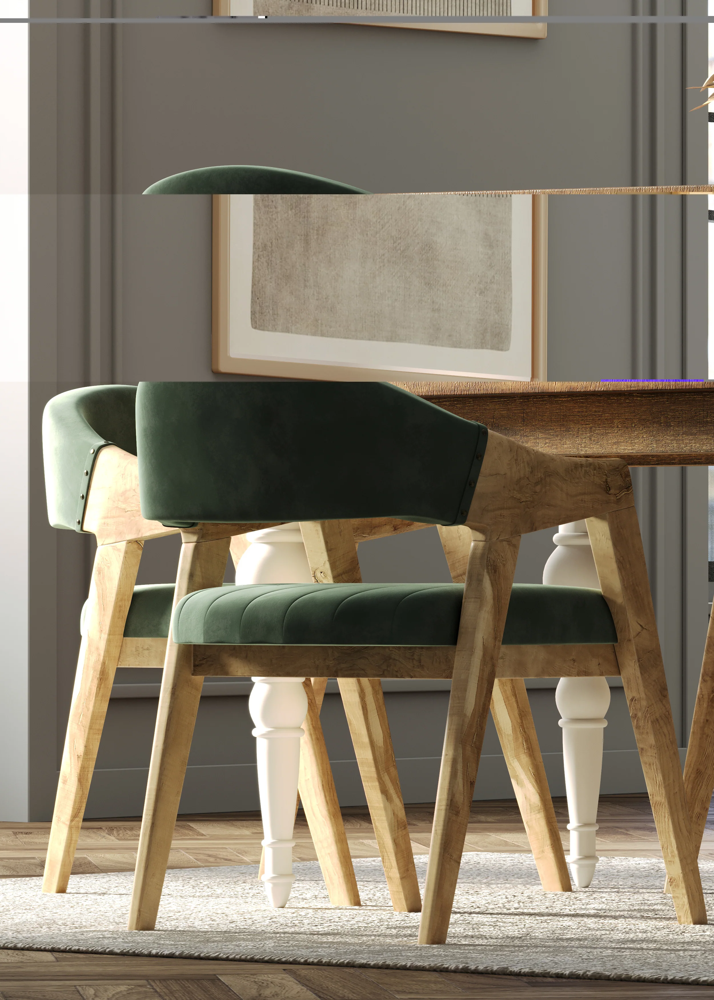 Marquess Green Velour Chair in Acacia - Image 4