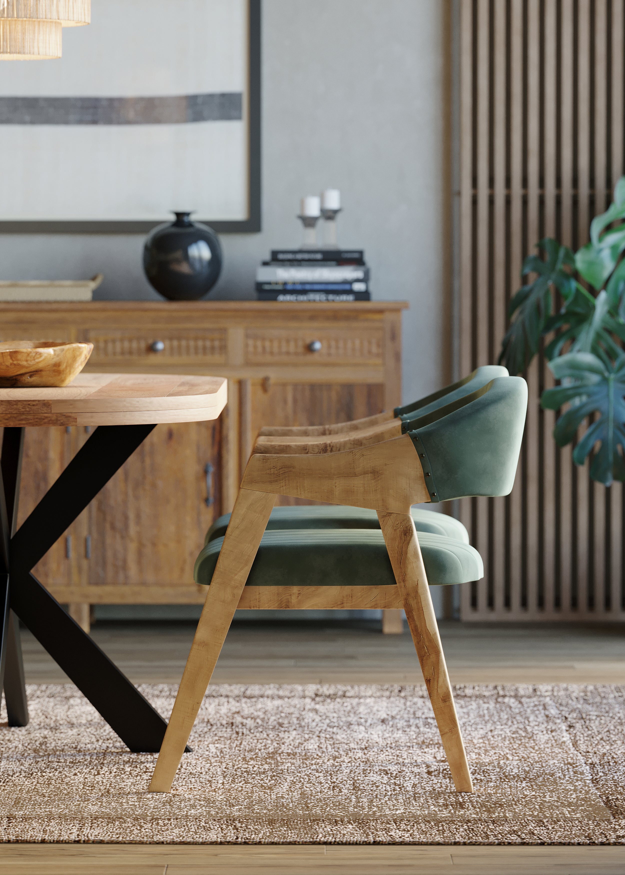 Marquess Green Velour Chair in Acacia - Image 5