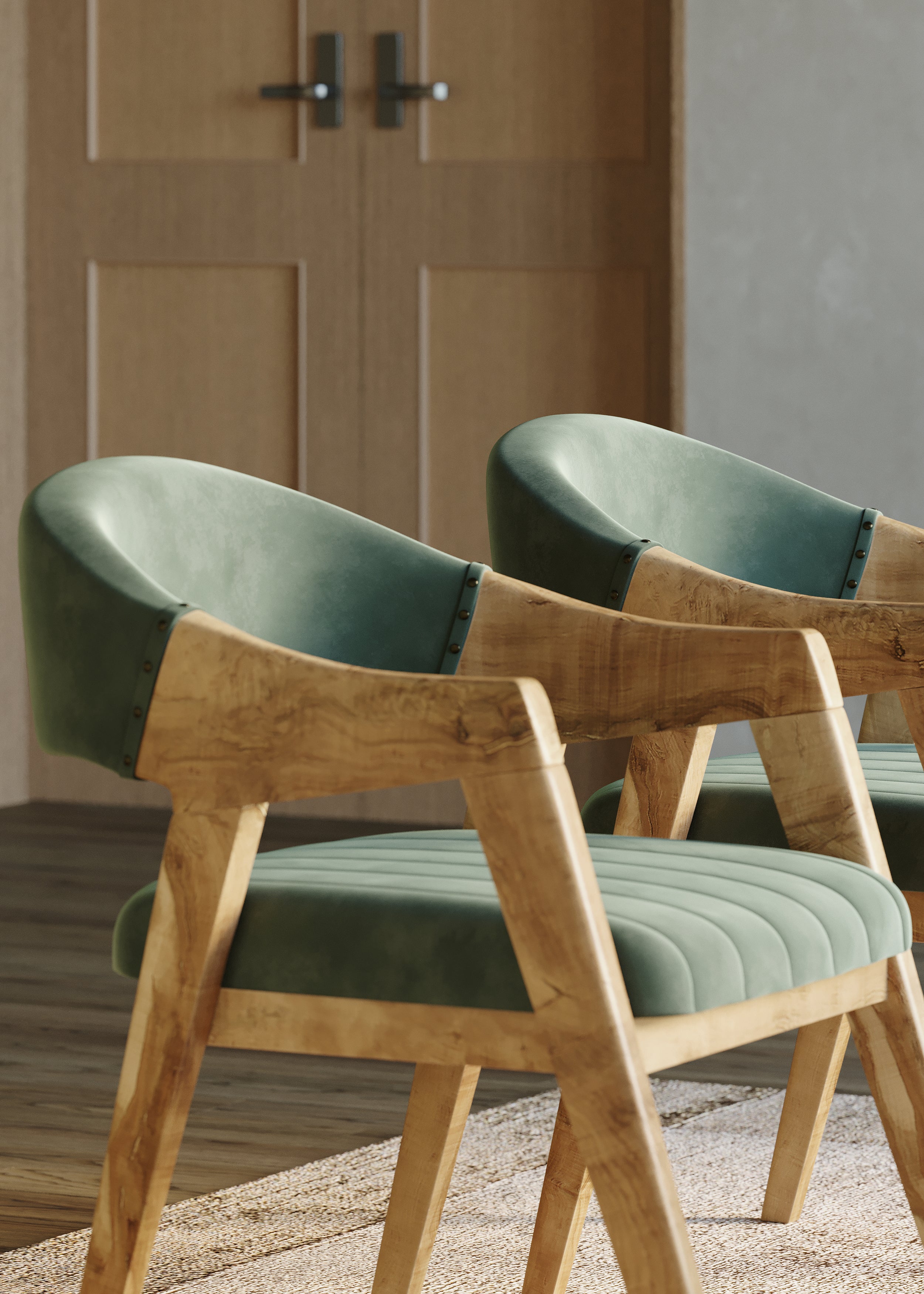 Marquess Green Velour Chair in Acacia - Image 6