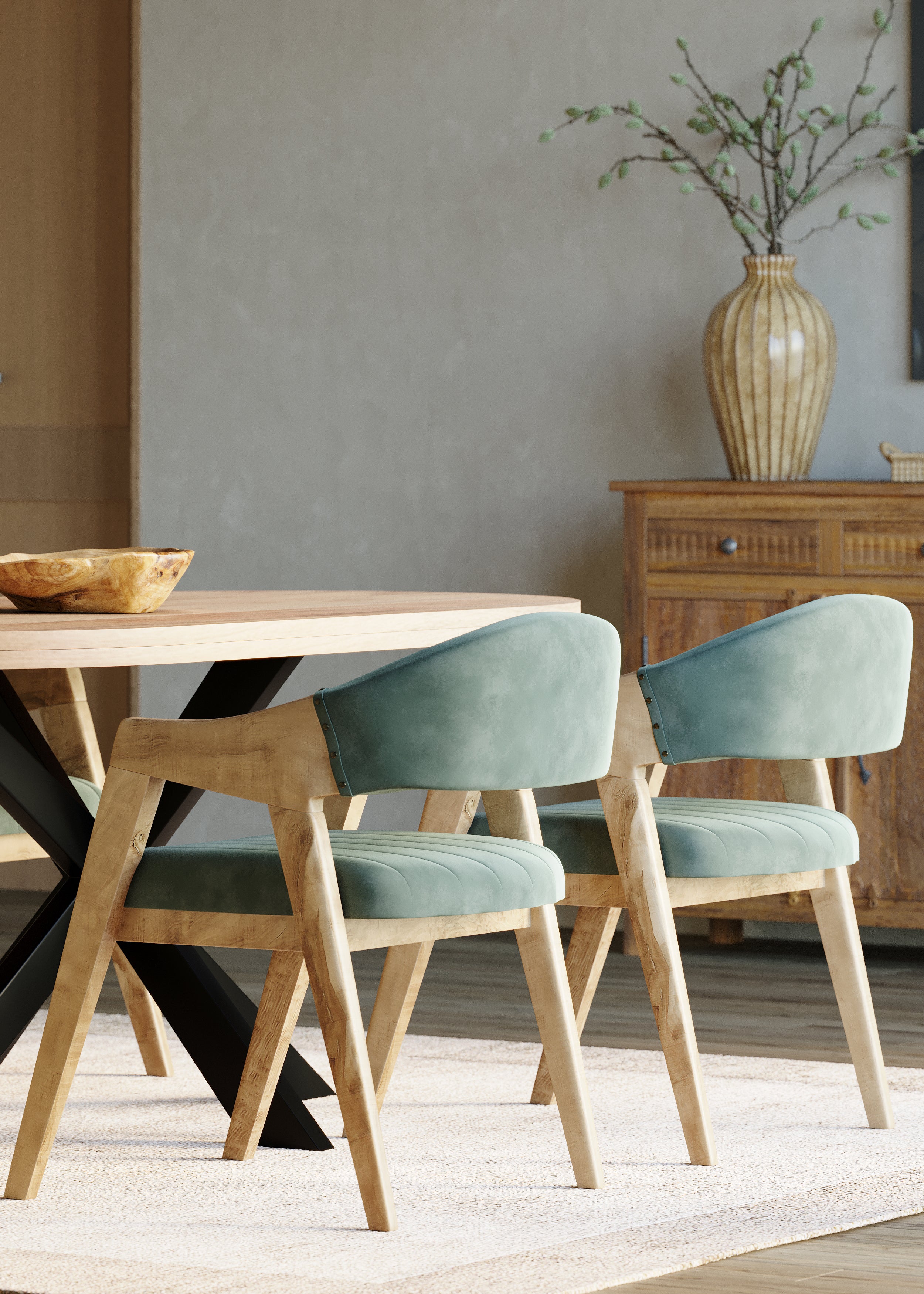 Marquess Green Velour Chair in Acacia - Image 7